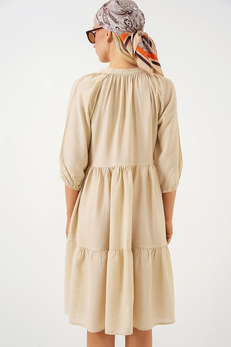 Strukturiertes Midi-Kleid mit Knopfverschluss - Image 6