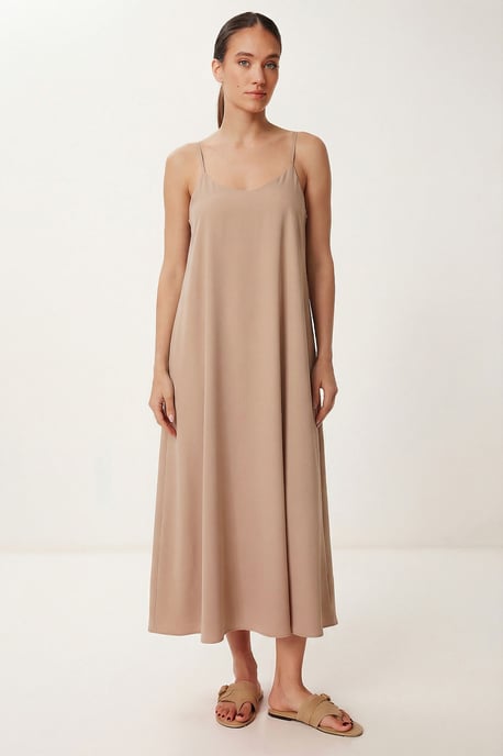Locker sitzendes Midi-Kleid mit U-Ausschnitt - Image 1