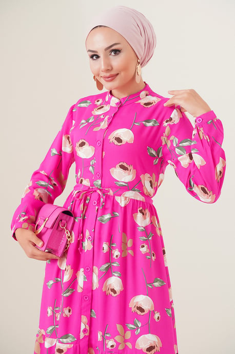 Maxikleid mit Muster und Knopfverschluss - Image 3