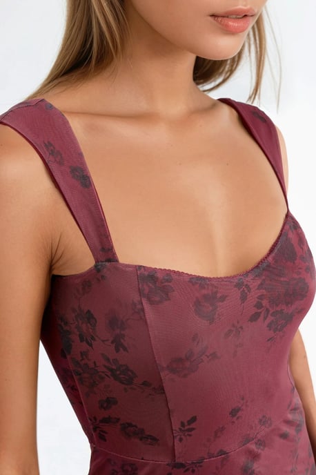 Blühendes Herzkragen-Midi-Kleid - Image 5