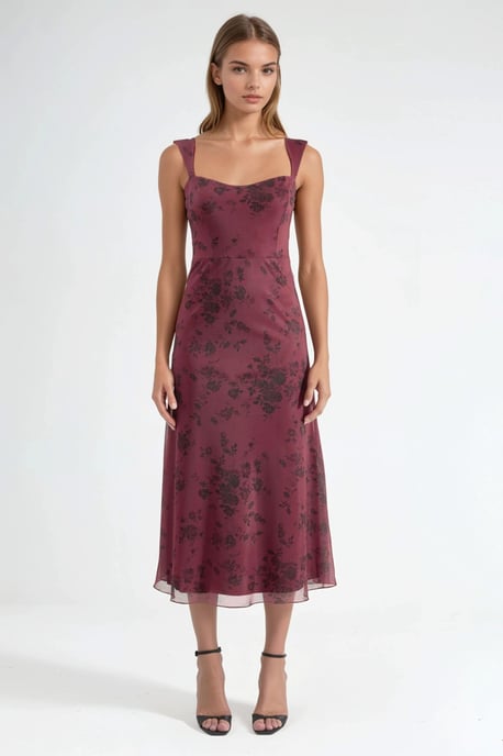Blühendes Herzkragen-Midi-Kleid - Image 6