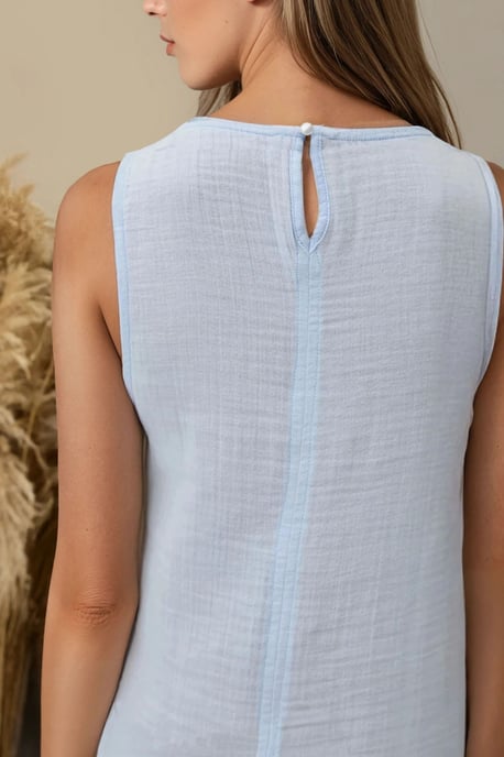 Strukturierter Baumwoll-Midi-Strandkleid mit Schlitz - Image 4
