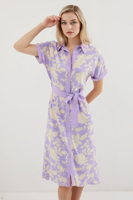 Blühendes Midi-Kleid mit Schleife - Image 2
