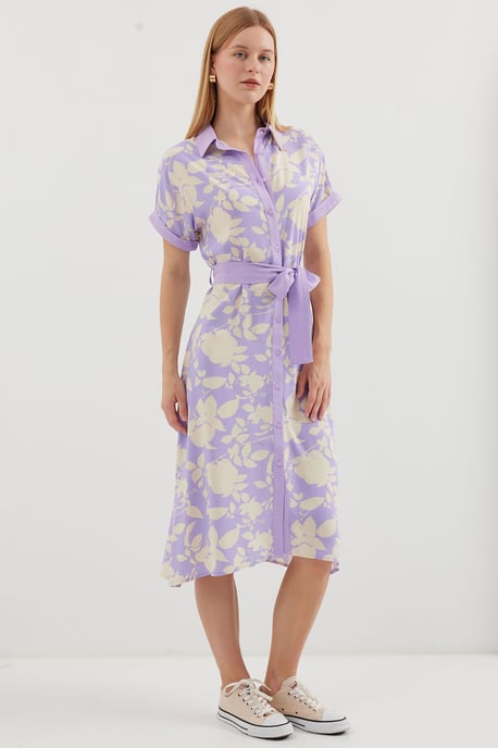 Blühendes Midi-Kleid mit Schleife - Image 3