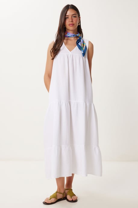 Rüschen V-Ausschnitt Midi-Kleid - Image 3