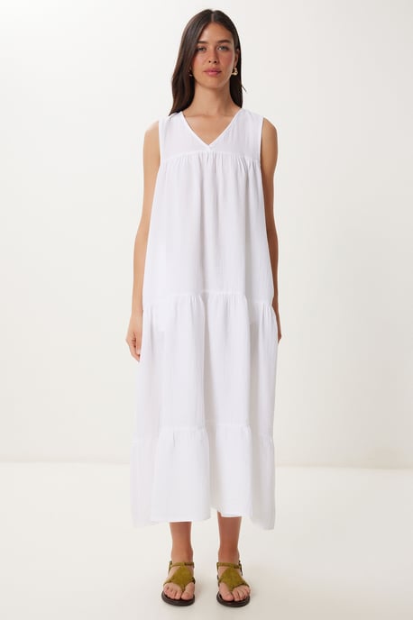 Rüschen V-Ausschnitt Midi-Kleid - Image 5