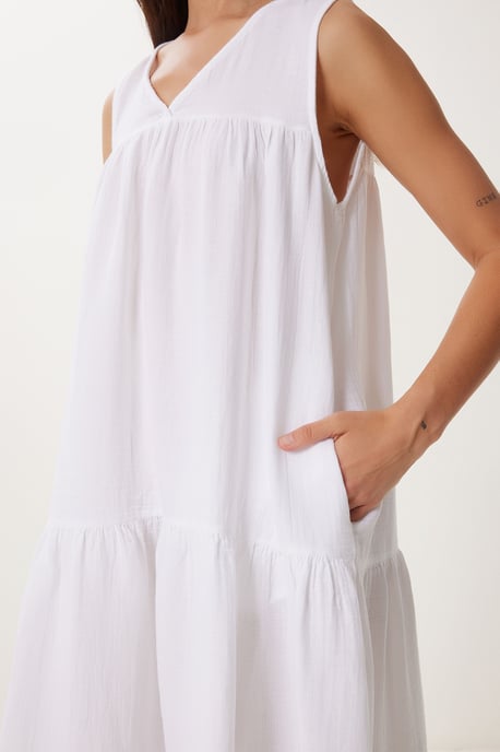 Rüschen V-Ausschnitt Midi-Kleid - Image 6