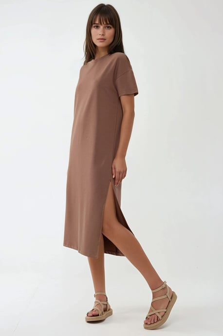 Entspannt geschnittenes Midikleid mit Rundhalsausschnitt - Image 2