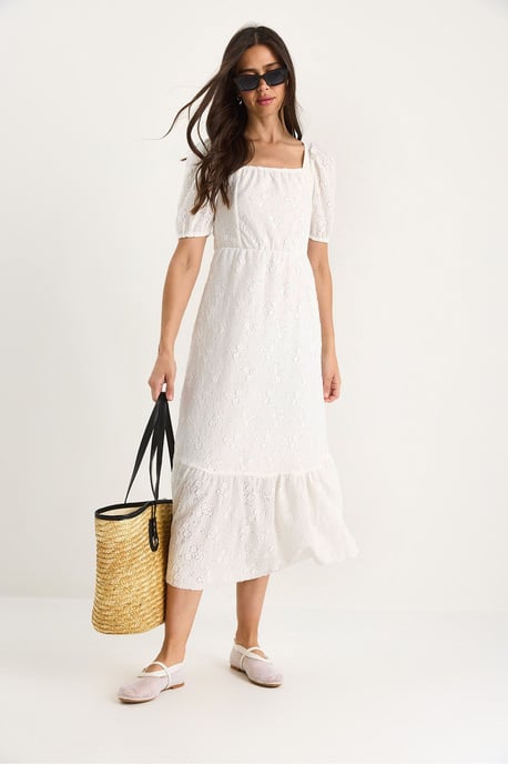 Guipure-Spitzen-Midikleid mit quadratischem Kragen - Image 2