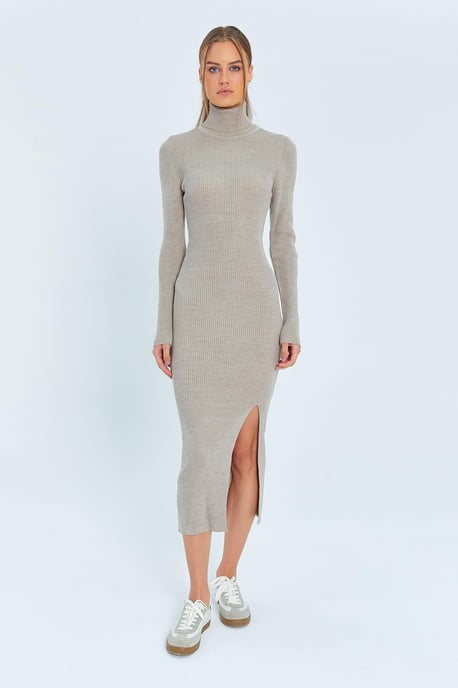 Pullover-Midi-Strickkleid mit Schlitz - Image 1