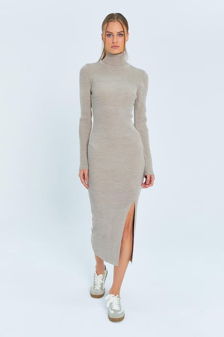 Pullover-Midi-Strickkleid mit Schlitz - Image 3