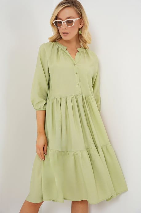 Strukturiertes Midi-Kleid mit Knopfverschluss - Image 4