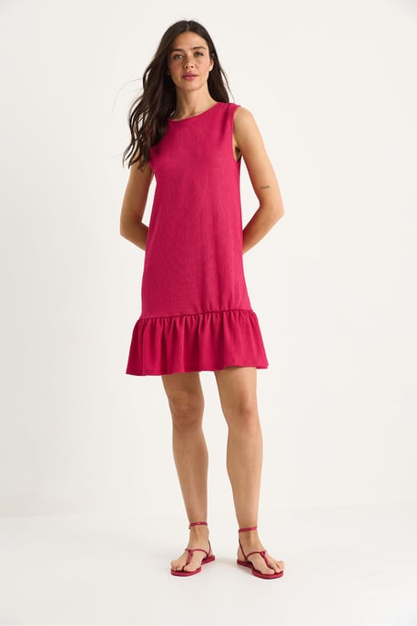 Strukturiertes Crepe-Midikleid mit Rüschendetails - Image 2