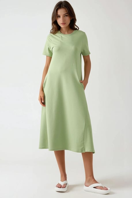 T-Shirt-Kurzarm-Basic-Midi-Kleid - Image 2
