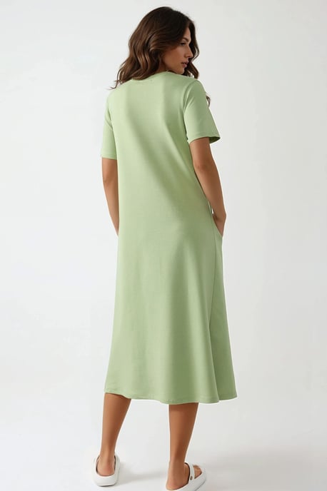 T-Shirt-Kurzarm-Basic-Midi-Kleid - Image 4