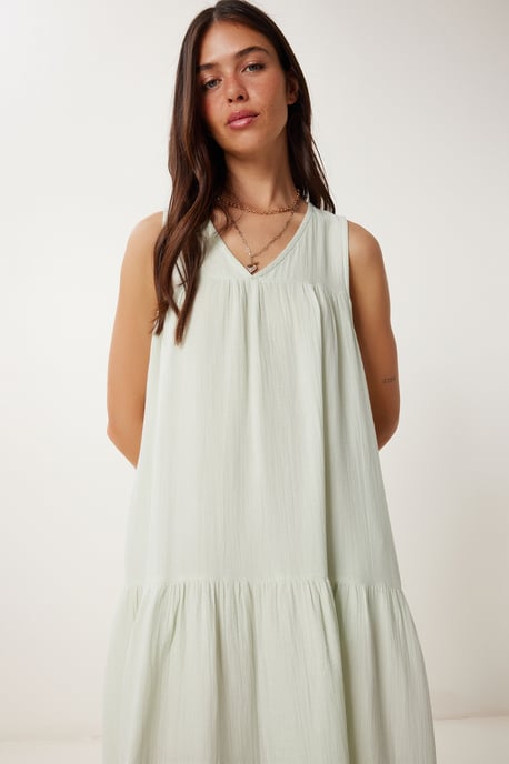 Rüschen V-Ausschnitt Midi-Kleid - Image 4