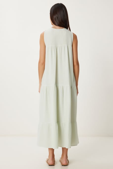 Rüschen V-Ausschnitt Midi-Kleid - Image 5