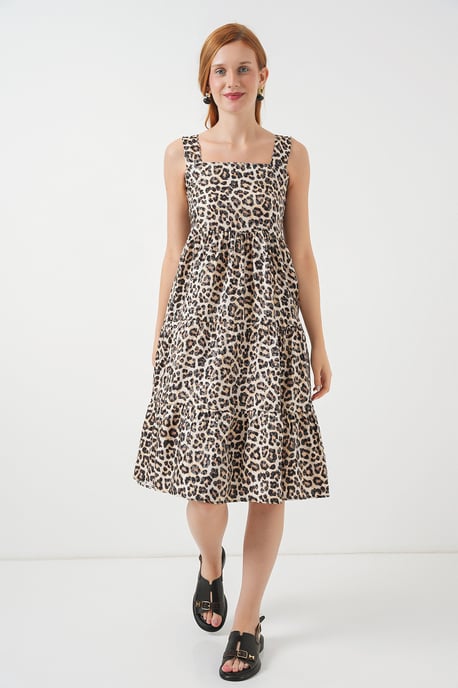 Gemustertes Midikleid mit Quadratkragen - Image 2
