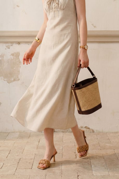 Midi Leinenkleid mit Bindedetail - Image 5