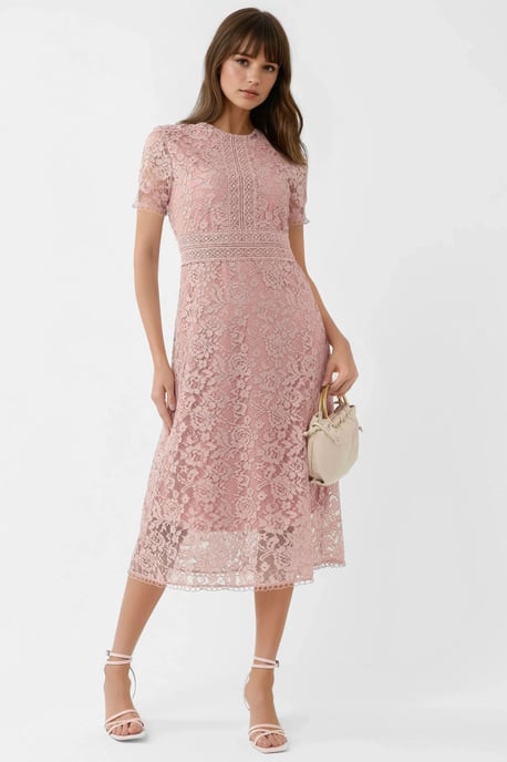 Spitzen A-Linien Midi Kleid - Image 1