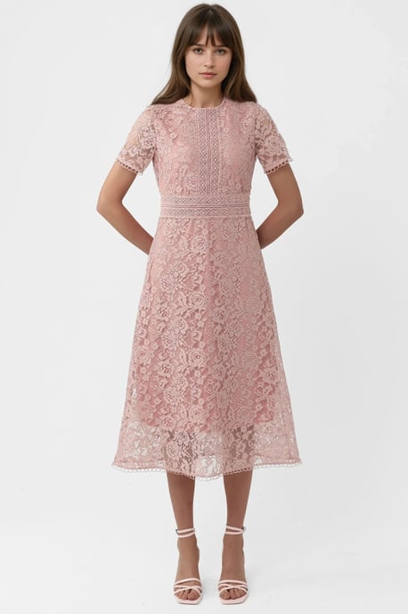Spitzen A-Linien Midi Kleid - Image 6