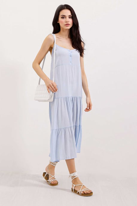 Lockeres Midi-Kleid mit quadratischem Kragen - Image 2