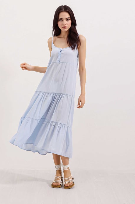 Lockeres Midi-Kleid mit quadratischem Kragen - Image 3
