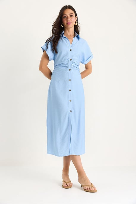 V-Ausschnitt Midi-Kleid mit Knopfverschluß - Image 2