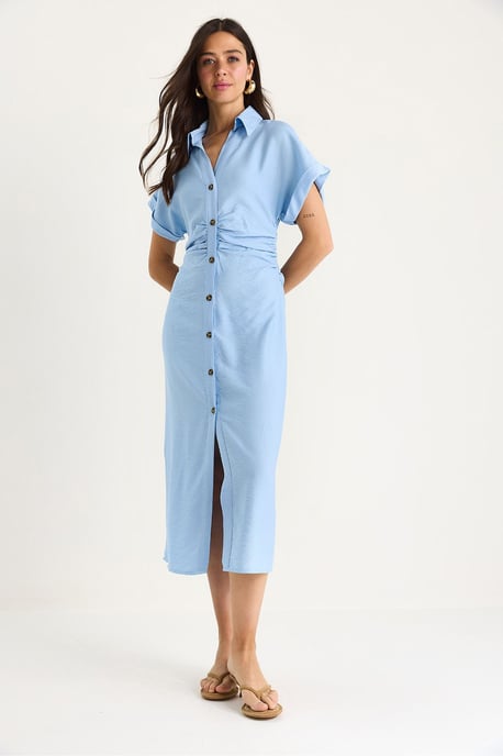 V-Ausschnitt Midi-Kleid mit Knopfverschluß - Image 4