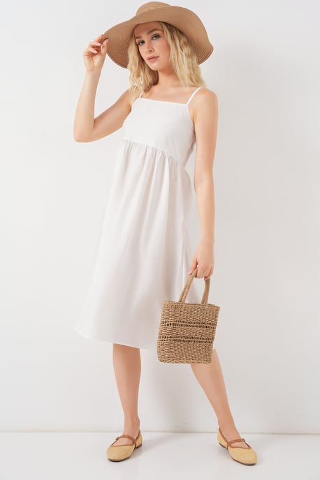 Quadratischer Kragen Struktur Midi-Kleid - Image 2