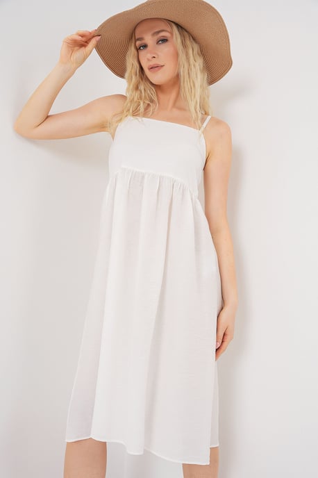 Quadratischer Kragen Struktur Midi-Kleid - Image 3