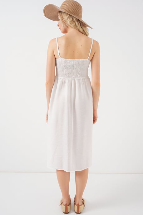 Quadratischer Kragen Struktur Midi-Kleid - Image 6
