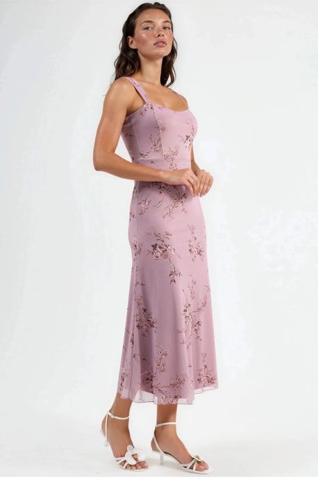 Blumen-Midi-Kleid mit Herzkragen - Image 3