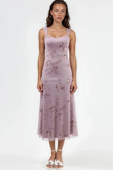 Blumen-Midi-Kleid mit Herzkragen - Image 6