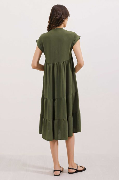 Rüschen V-Ausschnitt Midi-Kleid - Image 4