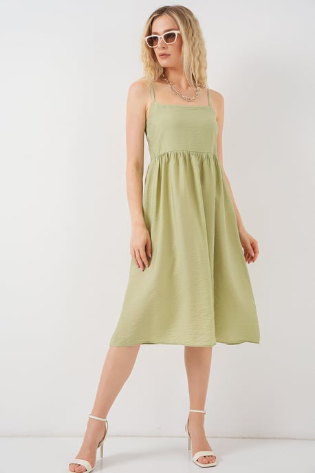 Kleid mit quadratischem Ausschnitt und strukturiertem Midi-Design - Image 2