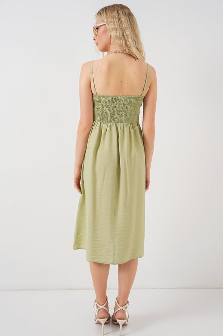 Kleid mit quadratischem Ausschnitt und strukturiertem Midi-Design - Image 6
