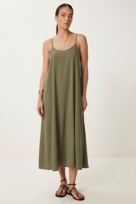 Lockeres Midi-Kleid mit U-Ausschnitt - Image 1