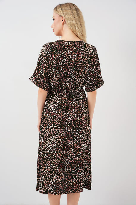 V-Ausschnitt Midi-Kleid mit Kordelzug - Image 6