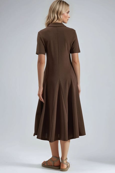 Midi A-Linien-Kleid mit Hemdkragen - Image 3