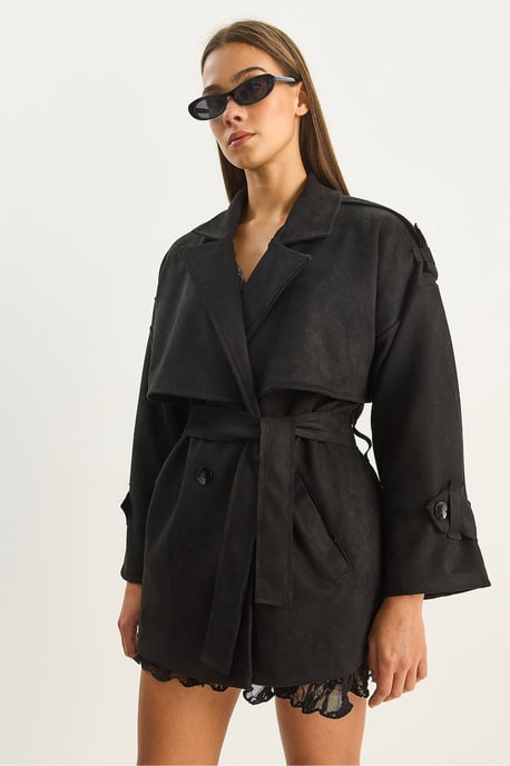 Oversize Kunstwildleder-Trenchcoat - Image 2