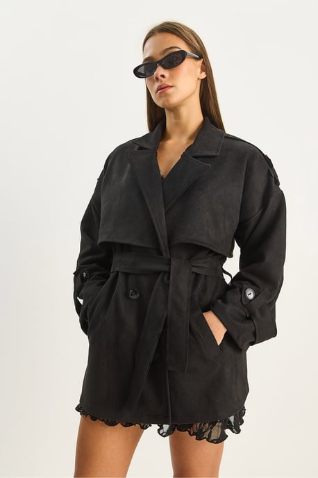 Oversize Kunstwildleder-Trenchcoat - Image 3