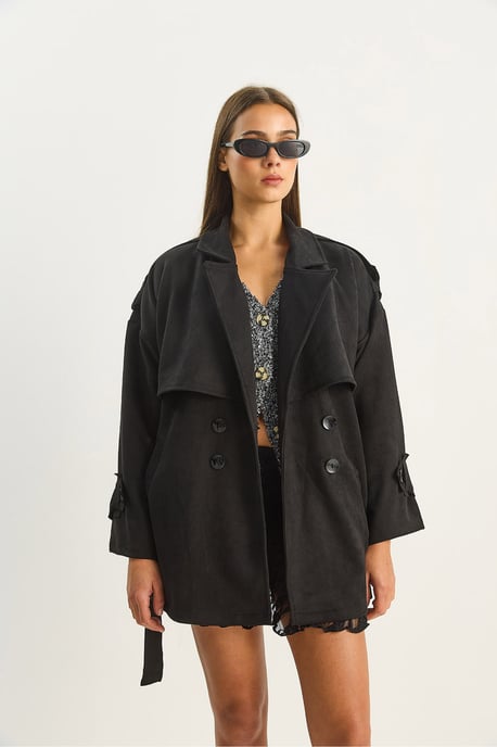 Oversize Kunstwildleder-Trenchcoat - Image 5
