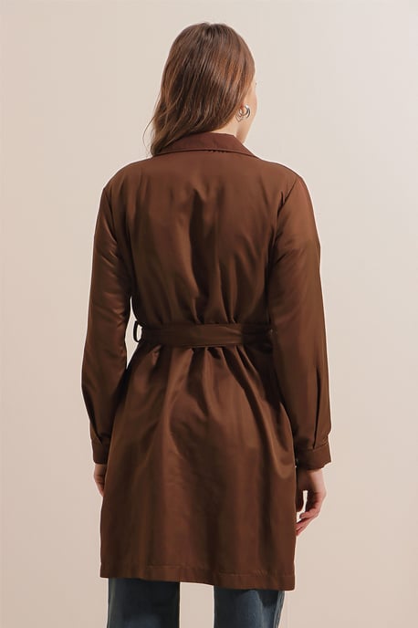 Doppelreiher Elastischer Trenchcoat - Image 5