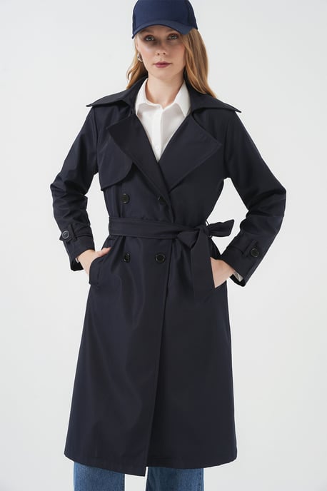 Doppelreihiger langer Trenchcoat - Image 1