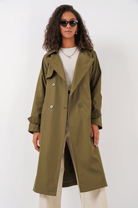 Doppelt gelegter langer Trenchcoat - Image 3