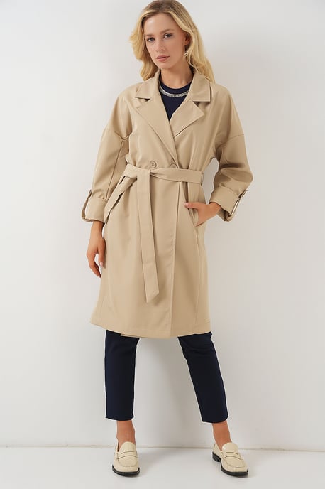 Gürtelter Doppelt-geknöpfter Trenchcoat - Image 2