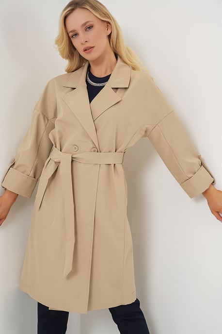 Gürtelter Doppelt-geknöpfter Trenchcoat - Image 4