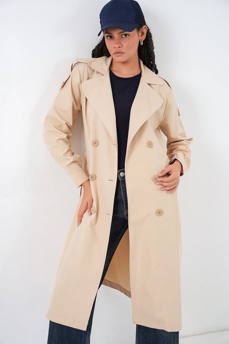 Langer Doppelreihiger Trenchcoat - Image 2