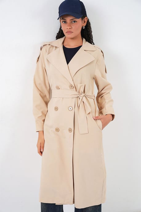 Langer Doppelreihiger Trenchcoat - Image 3